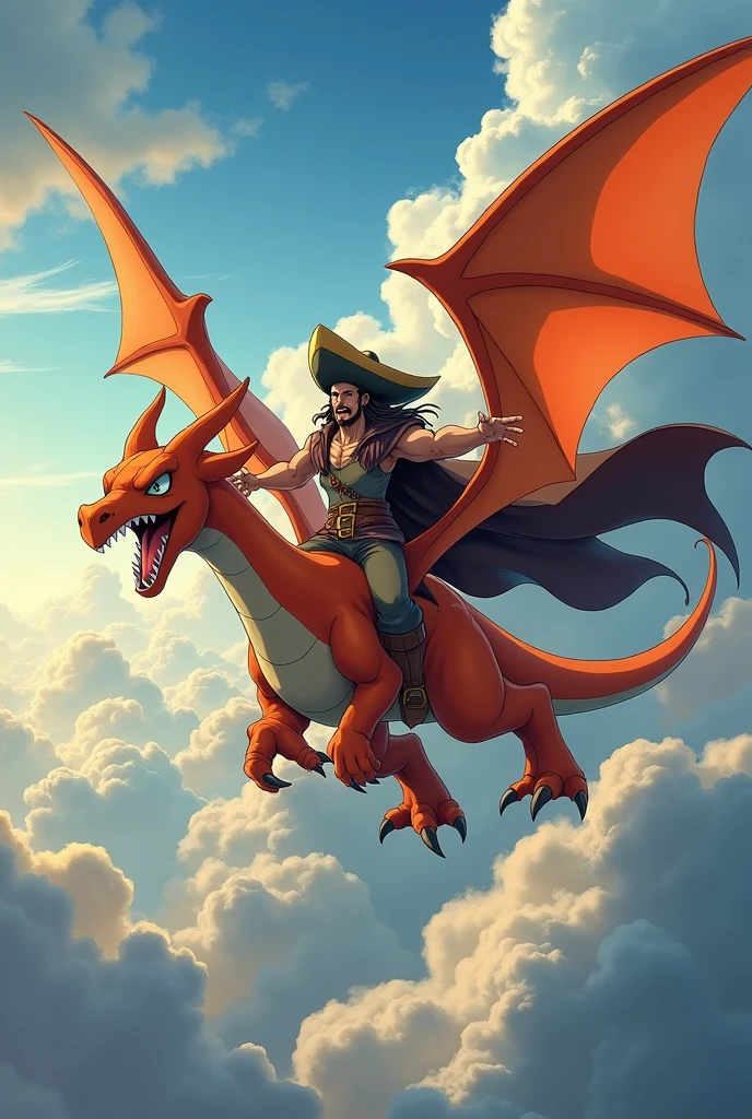 Monkey D Rufey flies on Charizard