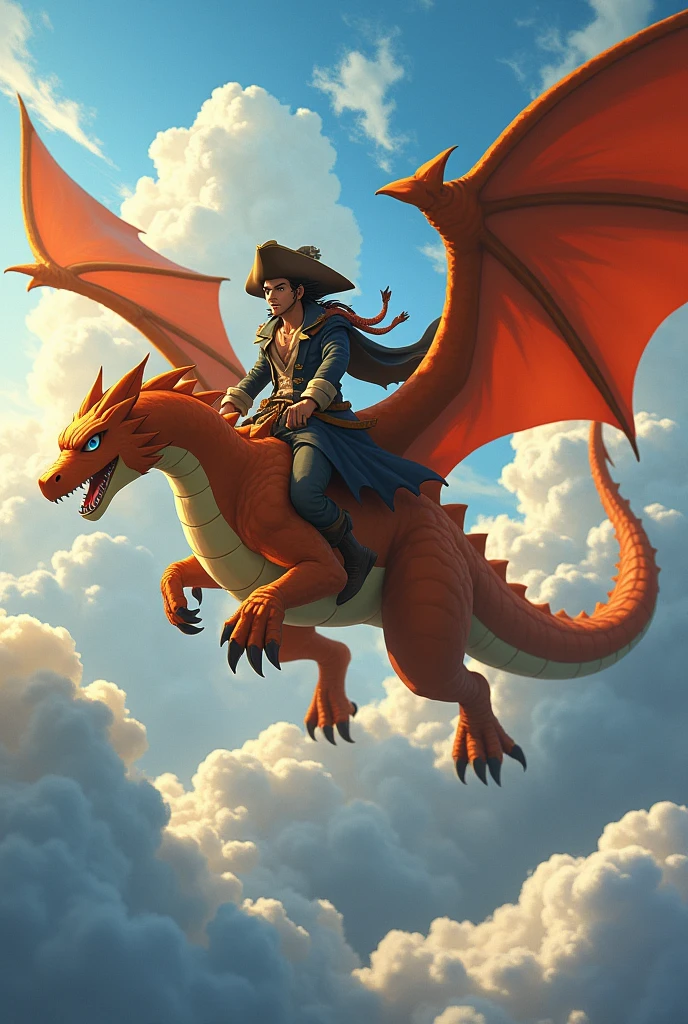 Monkey D Rufey flies on Charizard