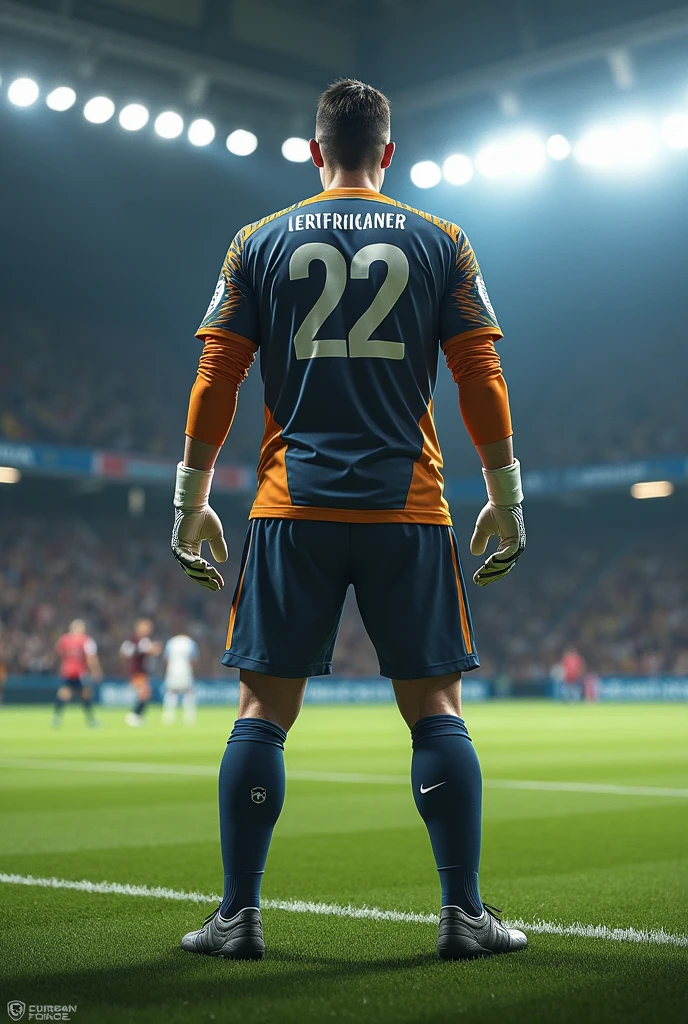 Professional soccer goalkeeper with number 22
