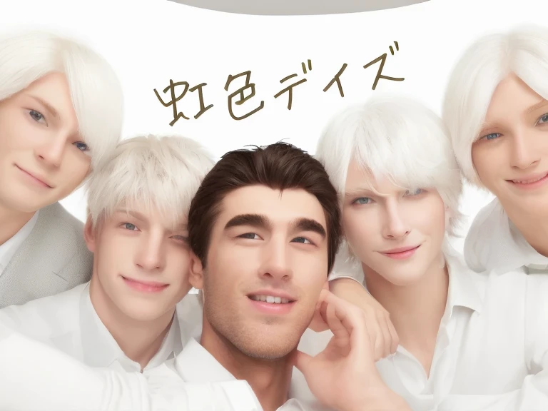 Make the man in the middle younger good looking Her hair is brown.