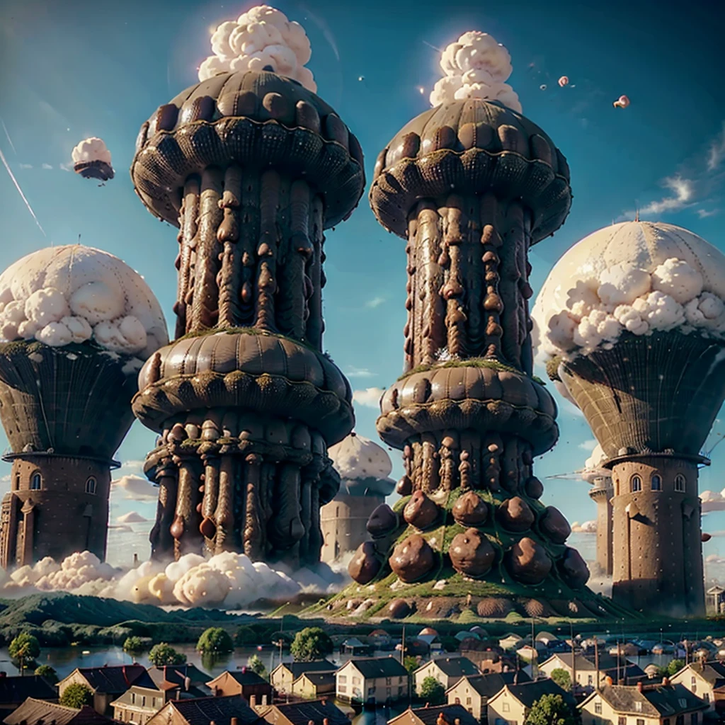 In a tiny town there are gigantic big poop sausages and piles of poop in the middle of the town The gigantic poop towers over every building The big fat, plump poop sausage bubblegum inflates and towers over the whole town Gigantic bubblegum poop bubbles are inflating in the small, tiny town Gigantic poop floods the town The gigantic poop flood is coming towards the tiny town The poop inflates to a gigantic size The cockroach mountains are devouring the buildings in the town The gigantic poop swells up to a gigantic size and towers over the whole world The gigantic poop is inflated to such a gigantic size It rules the whole world like a king The gigantic octopus is growing over all the towns and growing over the whole world over the whole planet It is flooding all the towns with a gigantically bigger, high poop flood The poop is the size of a planet Taller than the castle It towers over the clouds And the poop towers over several cities Several gigantic poop sausages lying across the city for a long time