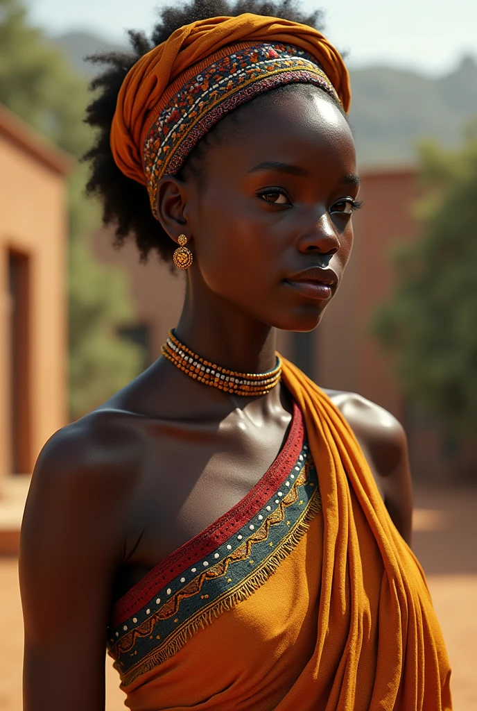 Generer une image d'une actrice africaine en tenue africaine