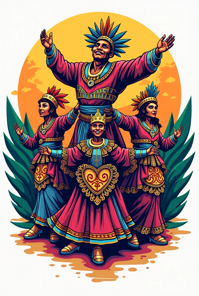 Logo about heritage and carnival that has drawings about the Barranquilla carnival 