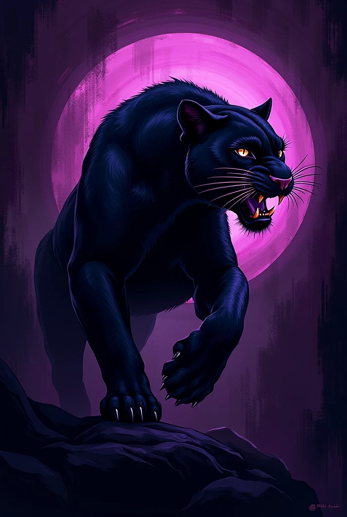 an interclass flag in purple and black with a very detailed panther