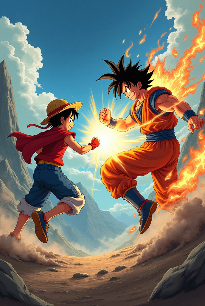Monkey D Luffy fight against Son Goku


