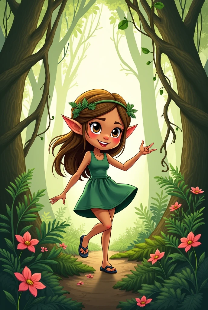 Female character that depicts forests
Little cartoon type 
More foresty
This as a drawing/sketch
 
