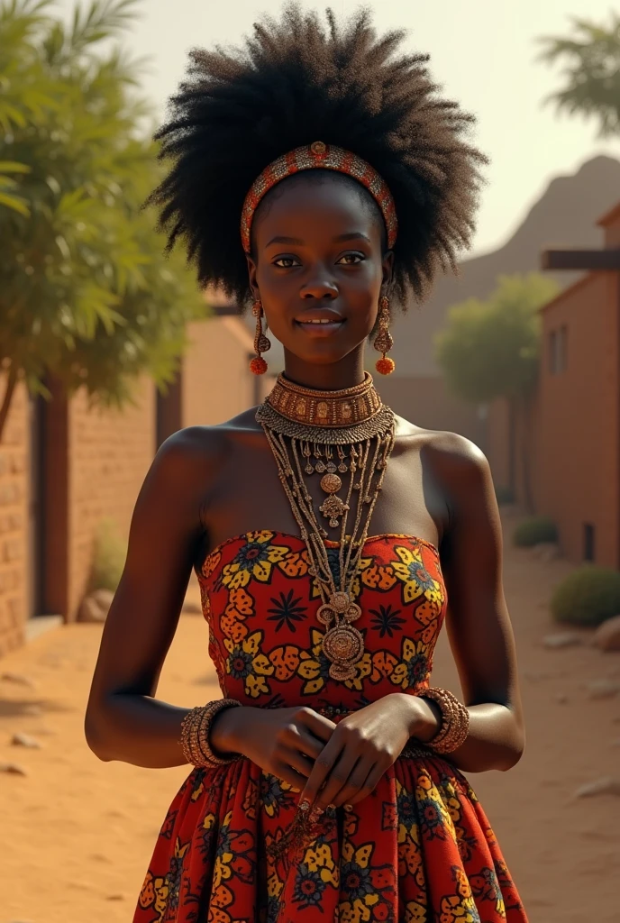 Generer une image d'une actrice africaine en tenue africaine
