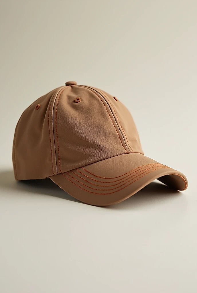 soft brown baseball cap with orange threads. Without design