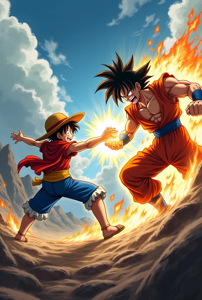 Monkey D Luffy fight against Son Goku



