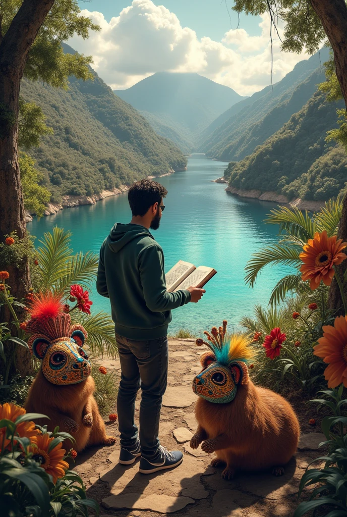 He acts as a graphic designer and creates an image that presents a combination of traditional carnival masks, Decorated guinea pigs and a natural environment that represents the beauty of the Nariño region, with the Laguna de la Cocha and the Sanctuary of Las Lajas in the background.