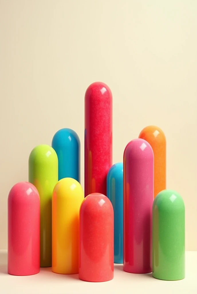 Create an image that represents different colors of cylindrical popsicles with the slogan: it was a conquest