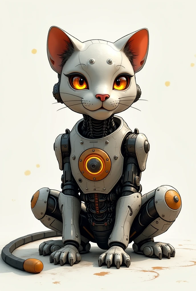 Drawing of a friendly humanized robot panther with the body of a gear