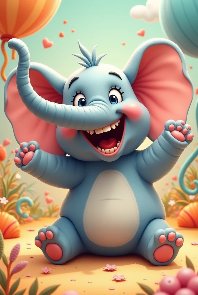 Laughing elephant cartoon cute