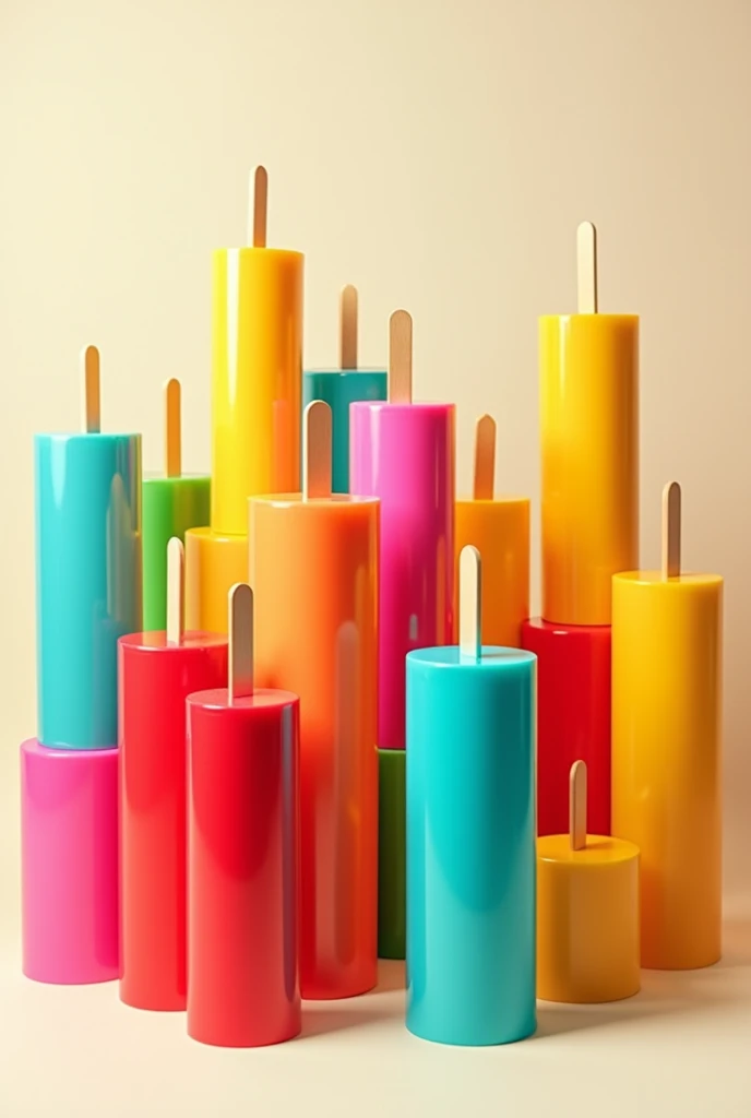 Create an image that represents different colors of cylindrical popsicles with the slogan: it was a conquest