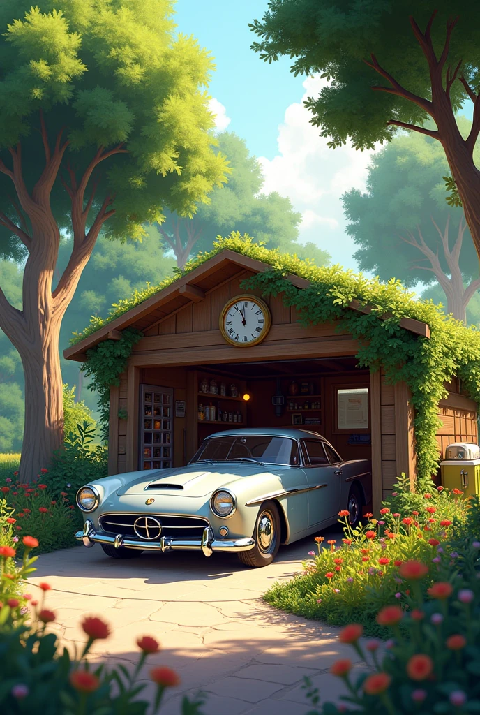 Car Garage flower and treaa