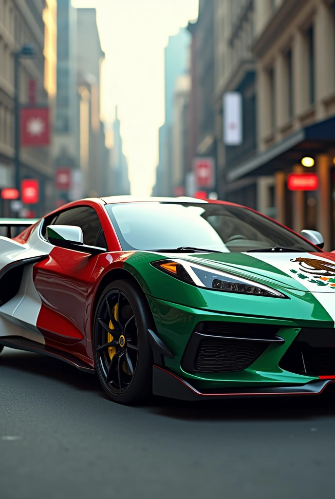 Sports car with Mexican flag and the name OSTOA 