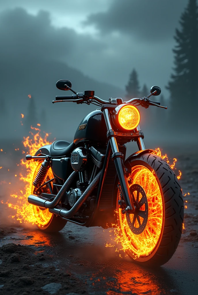 Gorgeous ghost rider bike stylish awesome looks hd with cool dark terror background scary and creepy 
