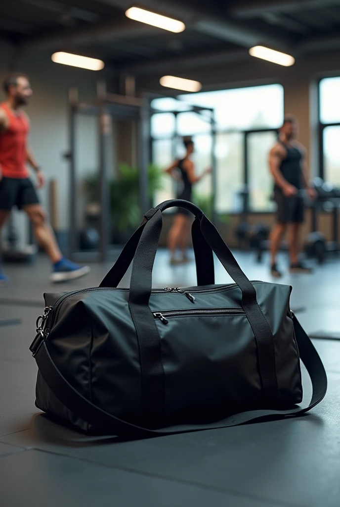 black gym bag at the gym