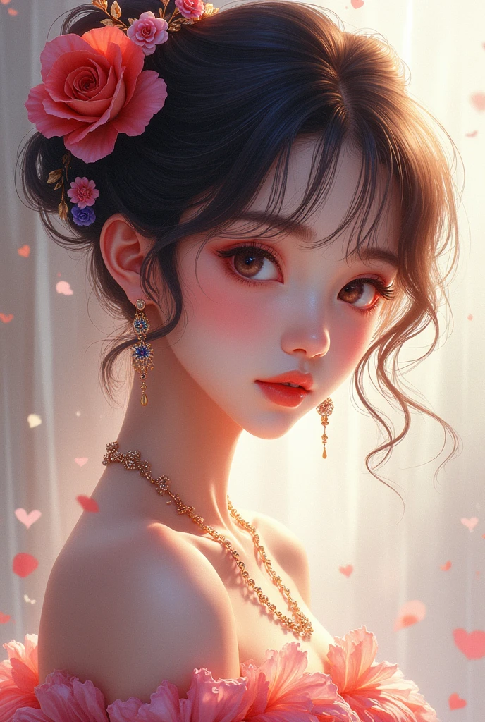a cute anime girl,portrait,bright lighting,balanced composition,glamor shot camera style,watercolor style,highly detailed,intricate,expressive eyes,flawless skin,perfect facial features,elegant pose,beautiful hair,detailed clothing,vibrant colors,soft lighting,delicate brushstrokes,dreamlike atmosphere,anime,masterpiece,absurdres