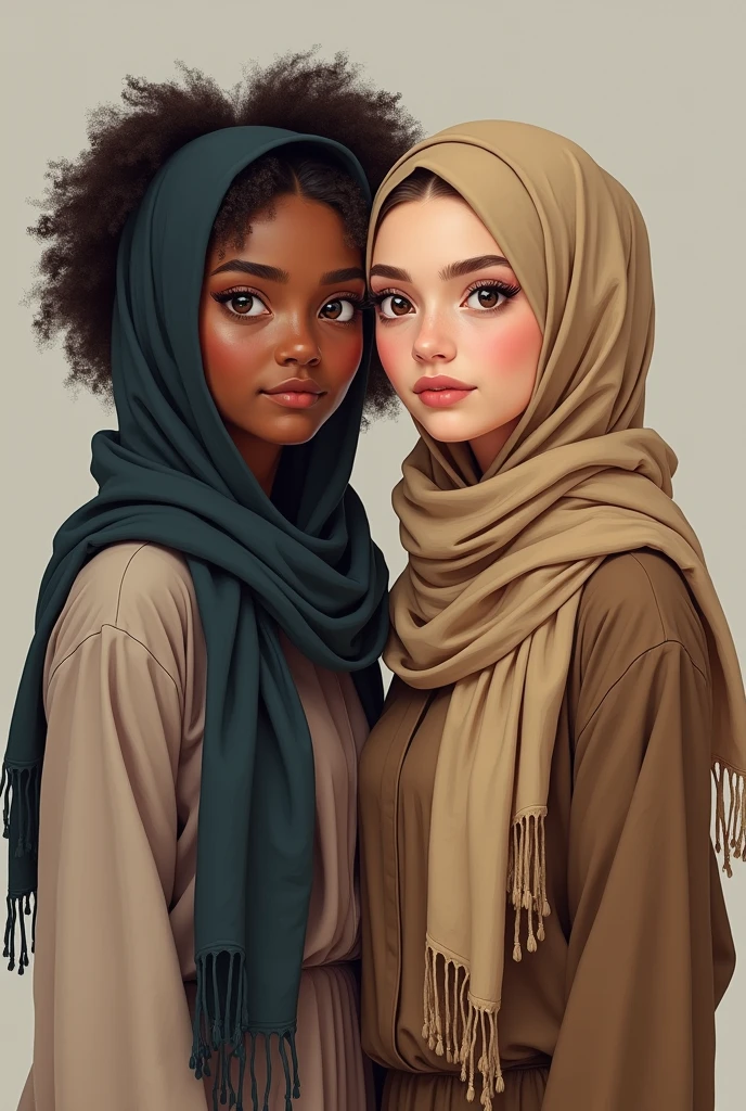 black girl and white girl in hijab 