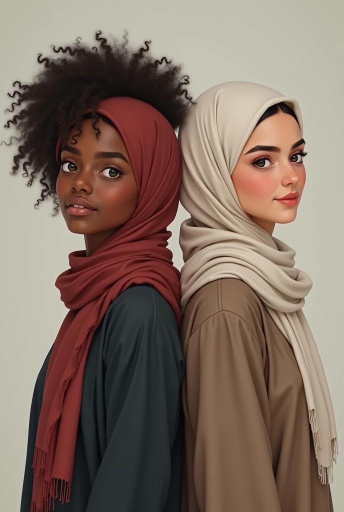 black girl and white girl in hijab