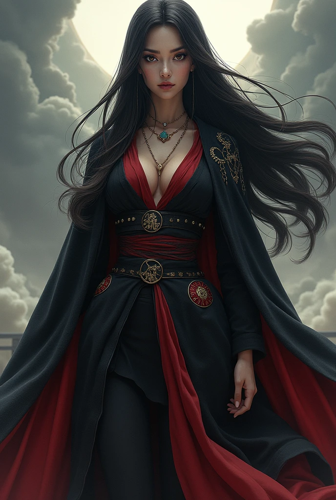 Lady tusanade in black and red