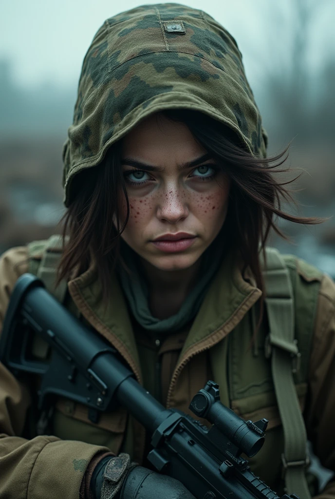 Female soldier reliving penetration