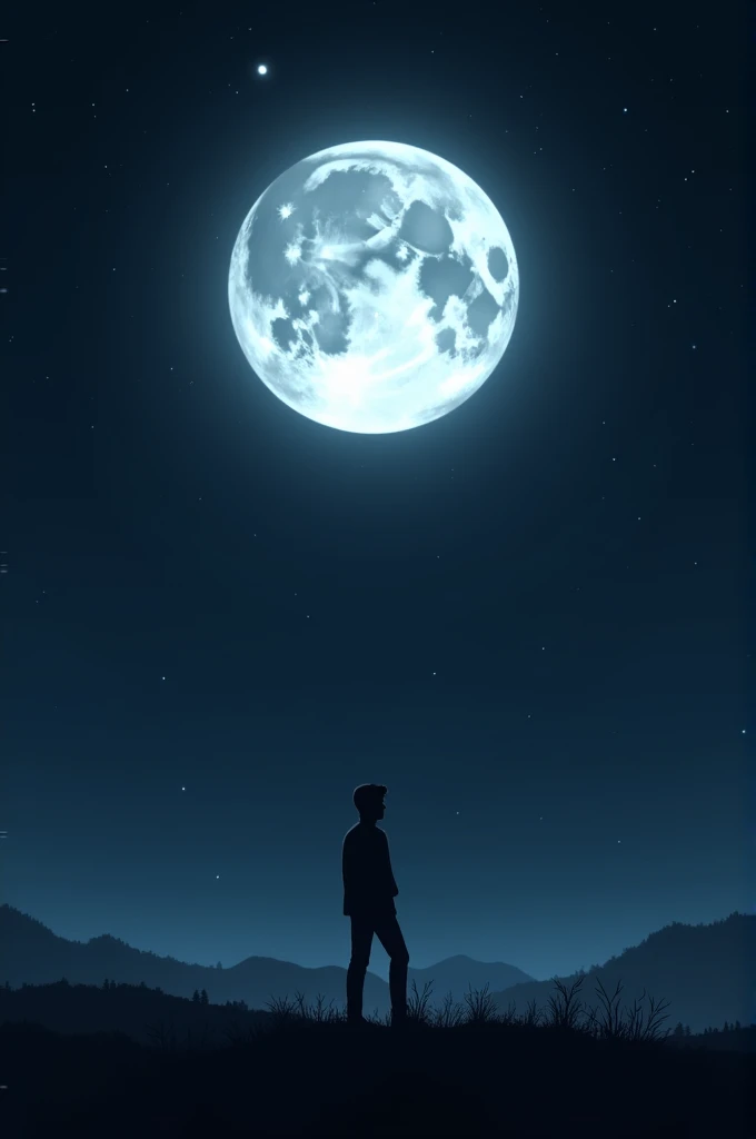 A person watching the moon at night 