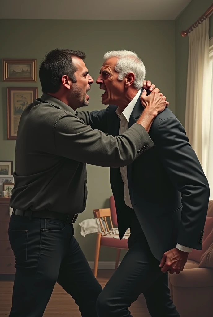 man hitting his father in the face