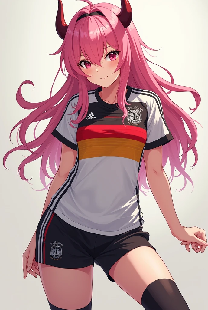 Nude zero two, anime style, in German soccer jersey