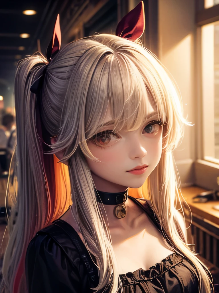 One Girl, Multicolored Hair, Hair Ribbon, Surrealism, Cinema Lighting, close, Ultra-high resolution, Attention to detail, masterpiece  