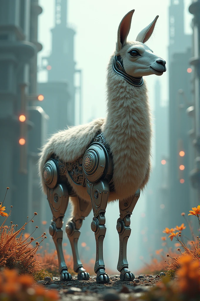 A llama the animal combined with a robot