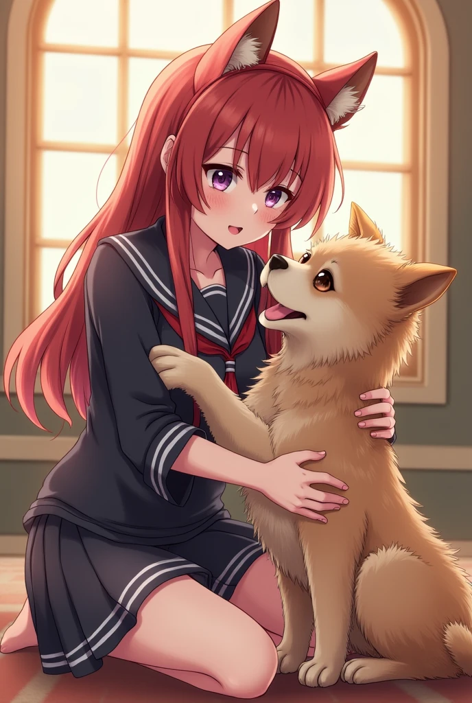 Hentai anime style girl doing bestiality with a dog