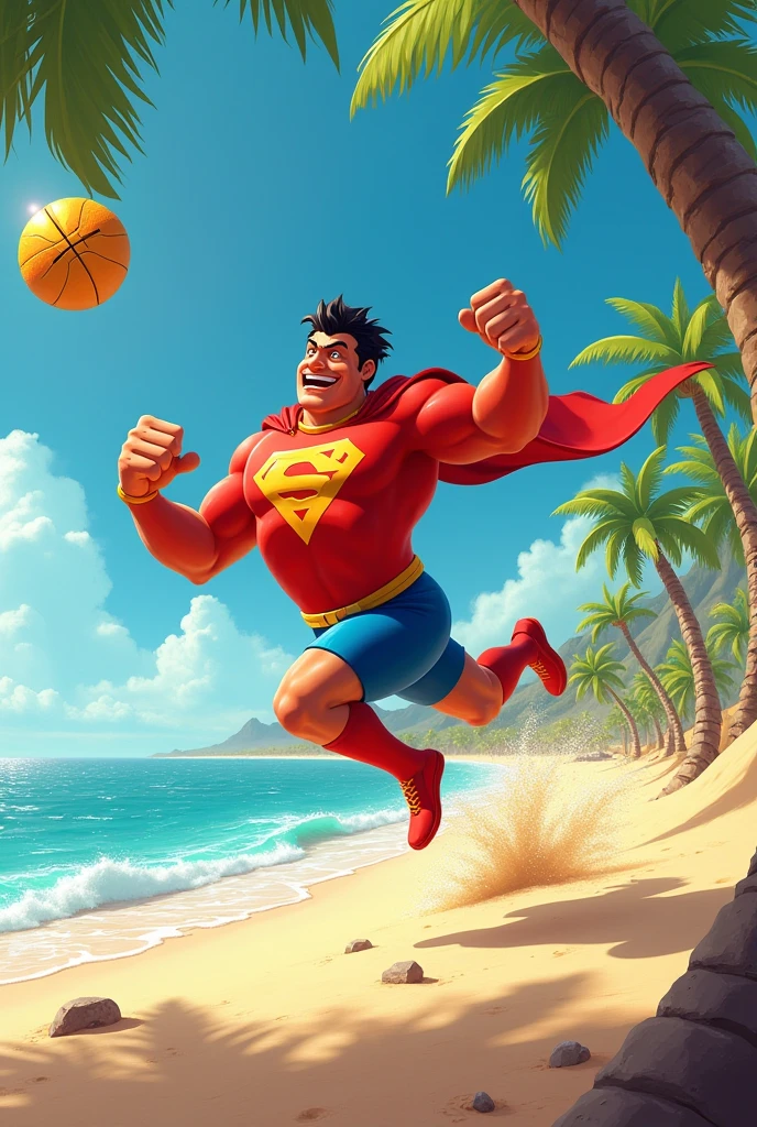 Chapolin Colorado on the beach playing ball
