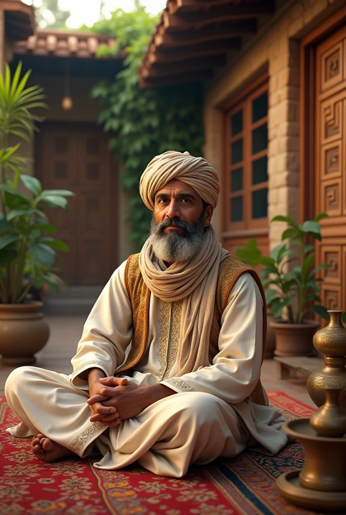 Pakistani rich man in village home