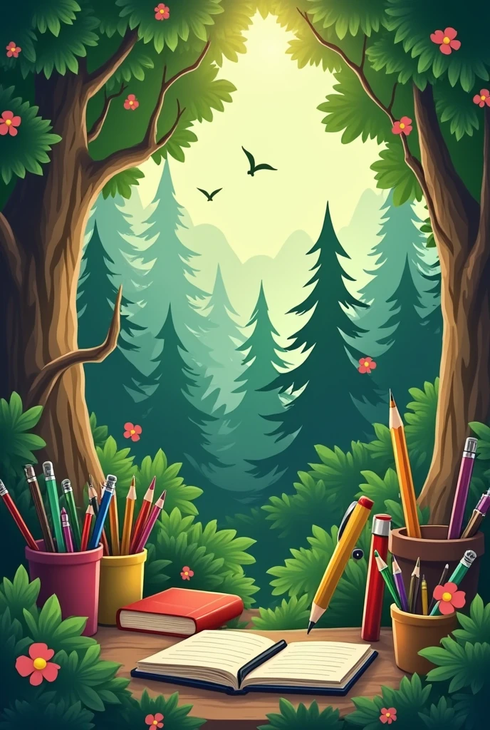 I want you to make a WhatsApp profile picture, is the phone number of our business, It is a stationery store, make a logo with forests and stationery things, but name it “forest stationery” in Spanish