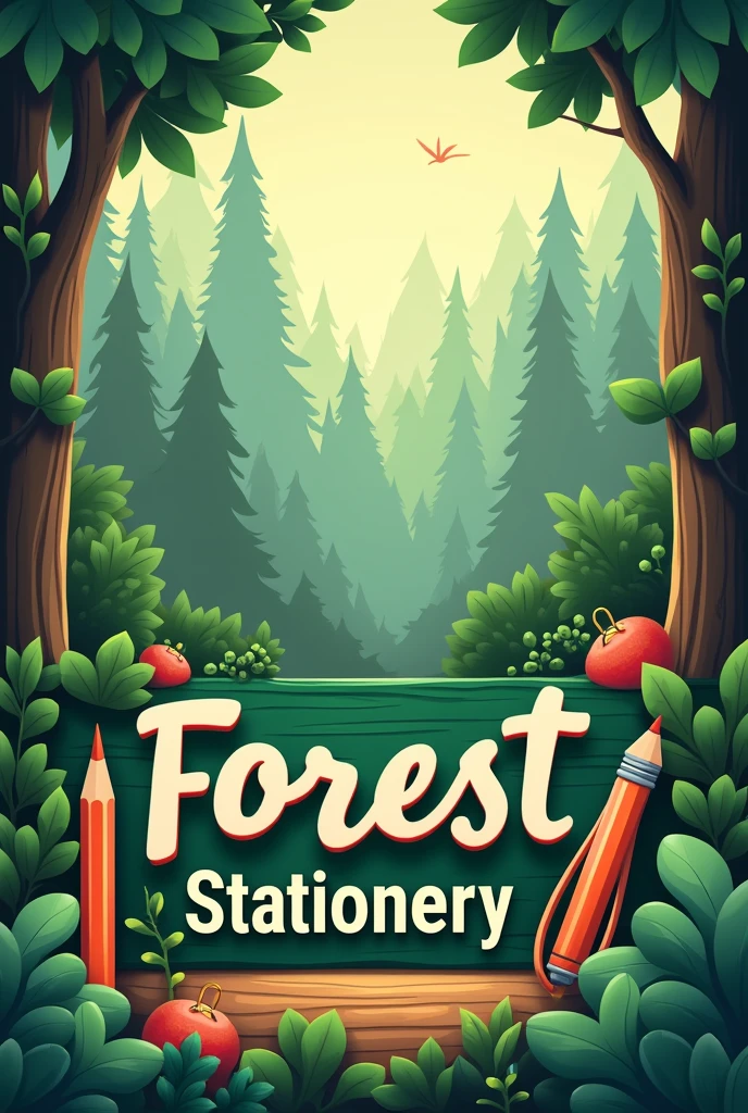 I want you to make a WhatsApp profile picture, is the phone number of our business, It is a stationery store, make a logo with forests and stationery things, but name it “forest stationery” in Spanish 