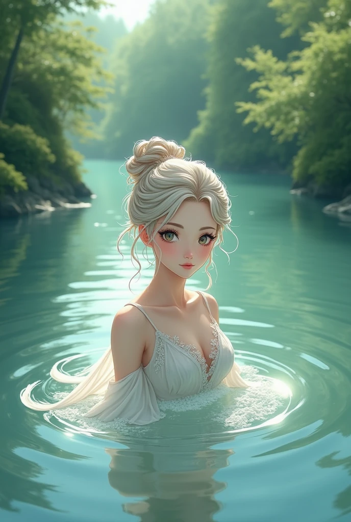 Anime woman in a river