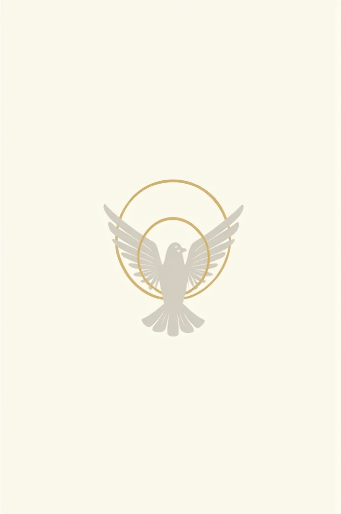logotype for Pentecostal church: a white dove of peace with two gold rings
