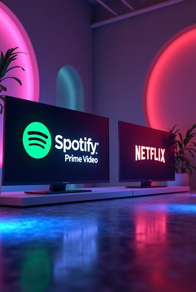 An image where Spotify appears, amazon Prime Video, Netflix and Disney Plus with their respective logos