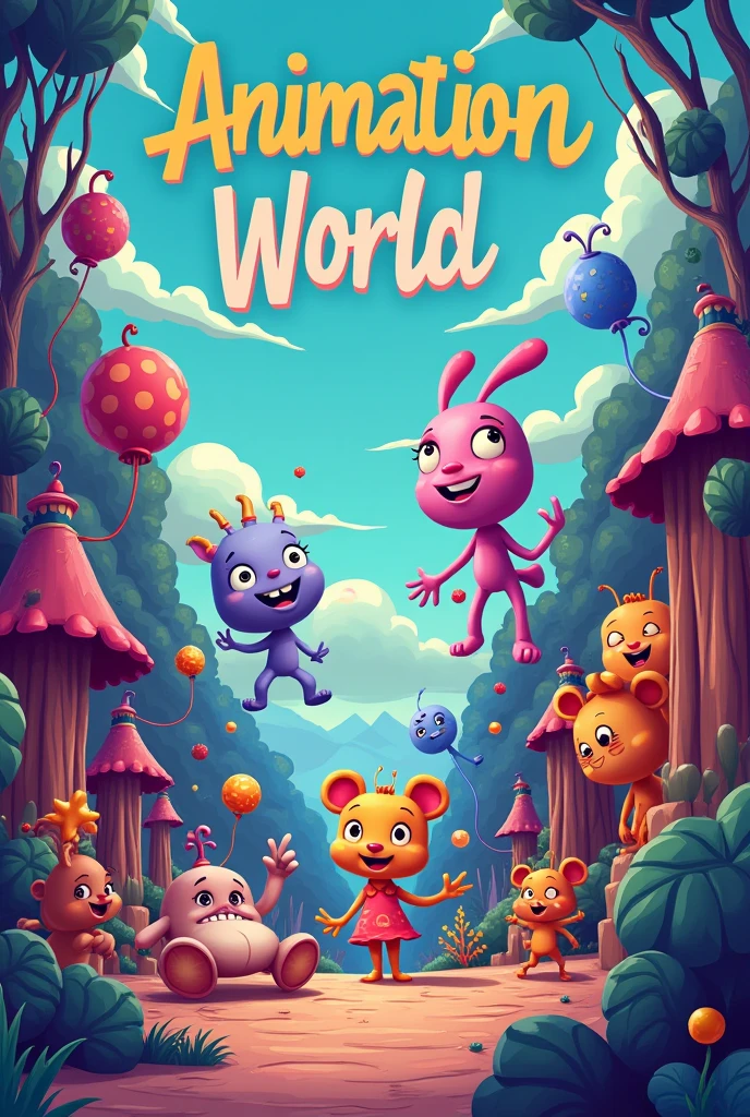 For youtube channel cover photo my channel video is cartoon video made by animation and channel name is [Animation world]