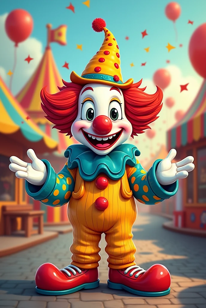 make an arrow sign ,to print , and that has the word CLOWN written on it