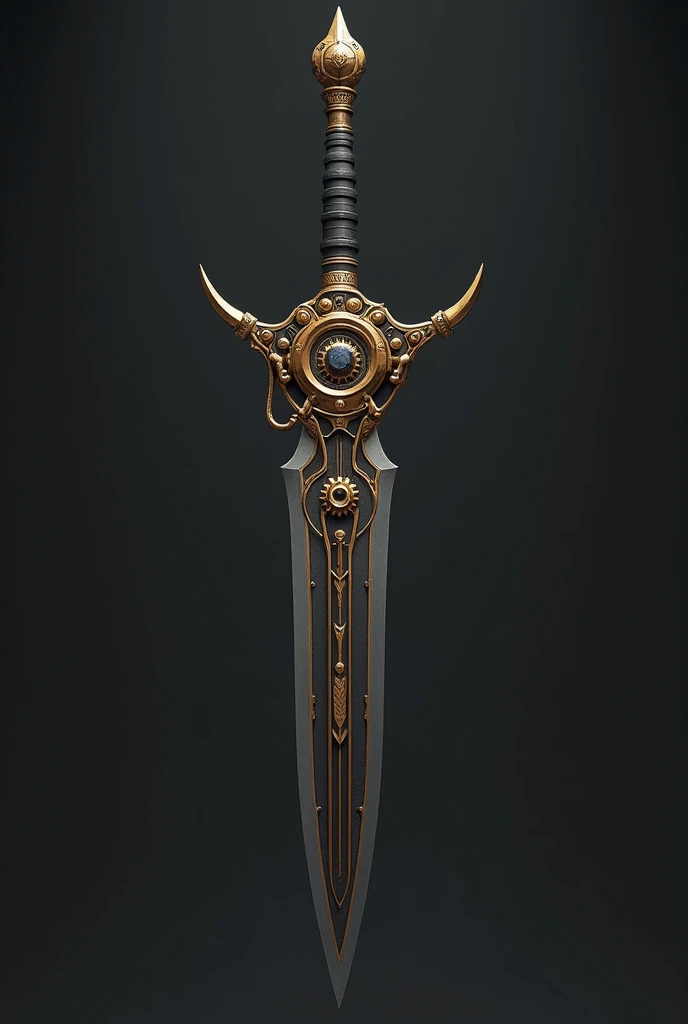 A one side steampunk sword with a cog on it