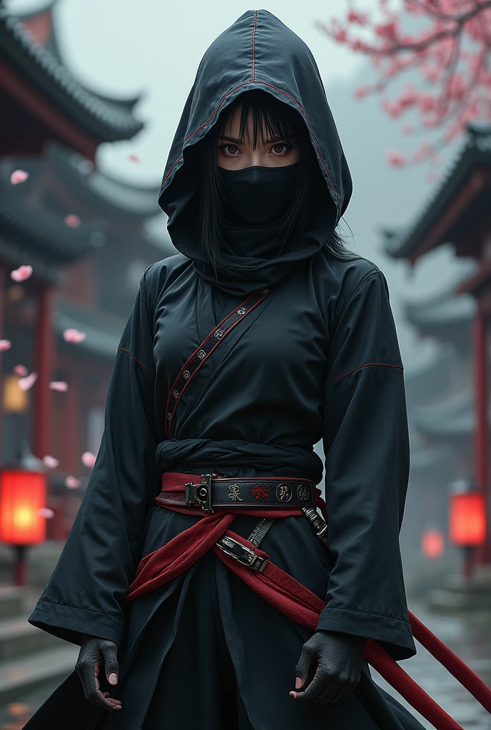 Ninja girl Japan with mask behead