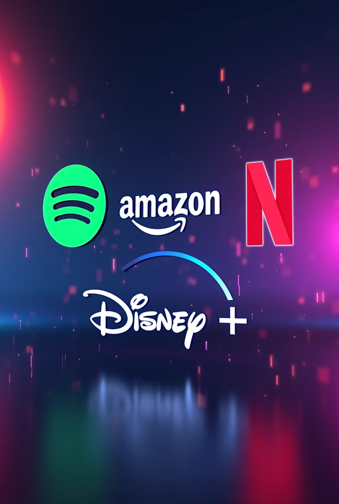 An image where Spotify appears, amazon Prime Video, Netflix and Disney Plus with their respective logos