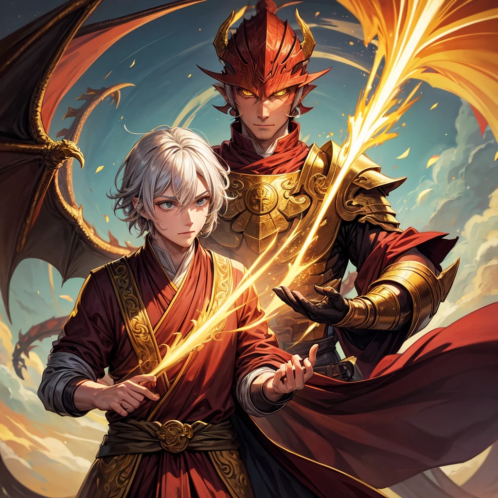 Half dragon and human who is a monk, he is golden and has no wings