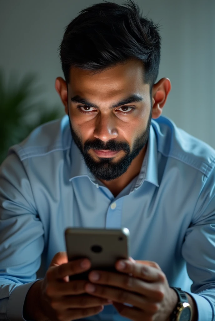 Virat Kohli using phone
