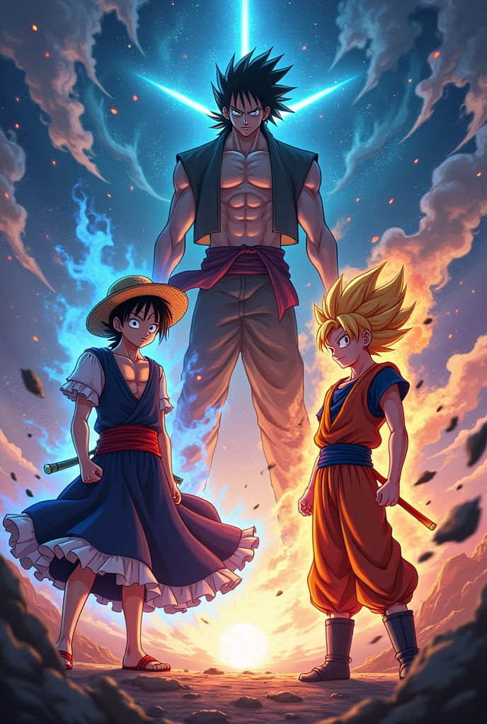 Obito luffy Itachi and goku image together 