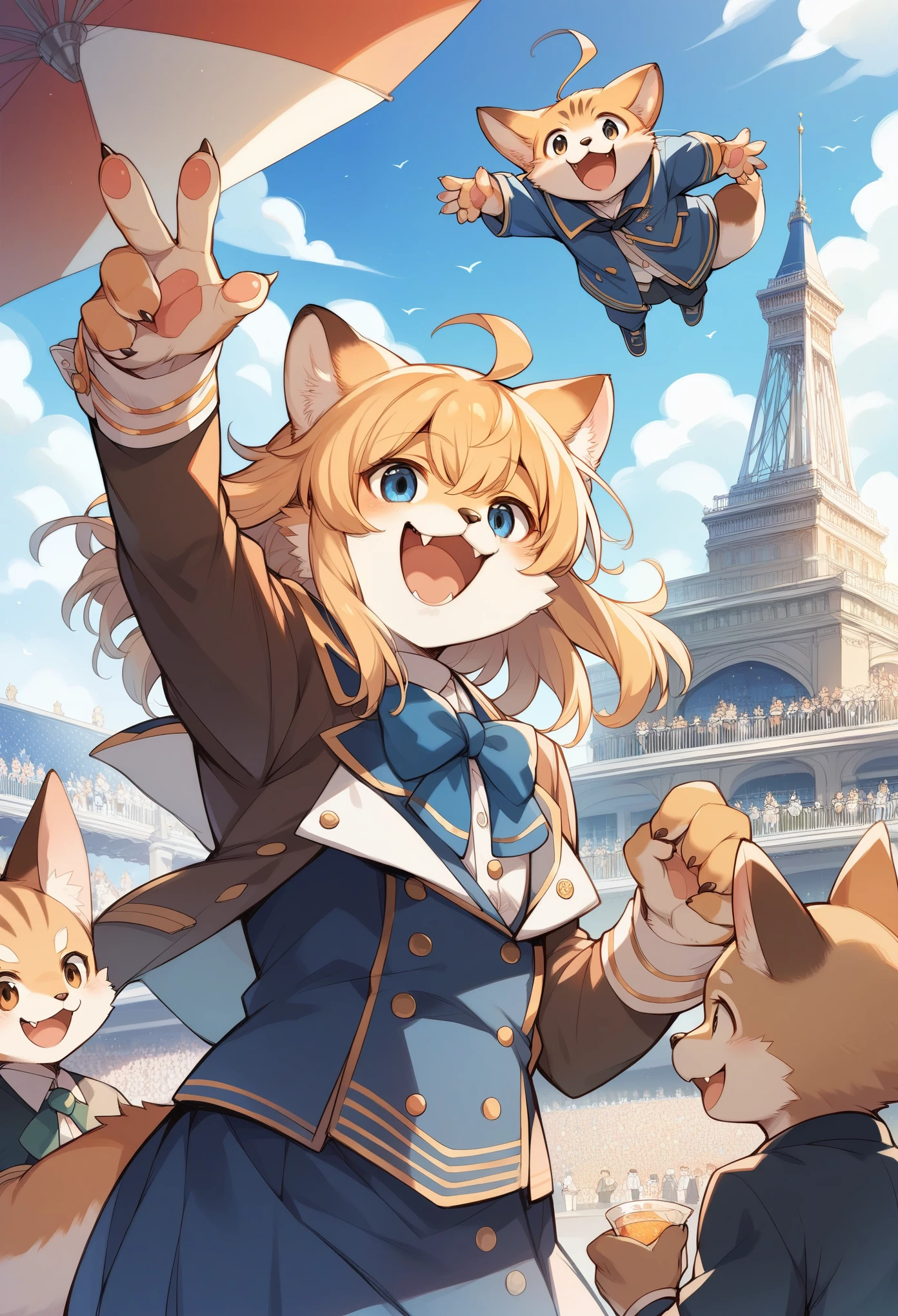 rating_safe, score_9, score_8_up, score_7_up, score_6_up, score_5_up, score_4_up, hires, highres, source_furry, cover page(kemono, furry anthro, boys, girls)amusement park, Disneyland, Happy, joyful, Photos taken with friends,