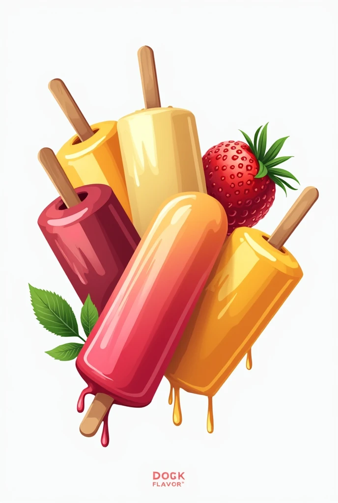 I need you to create a logo with cylindrical popsicles in different flavors with space for a slogan..